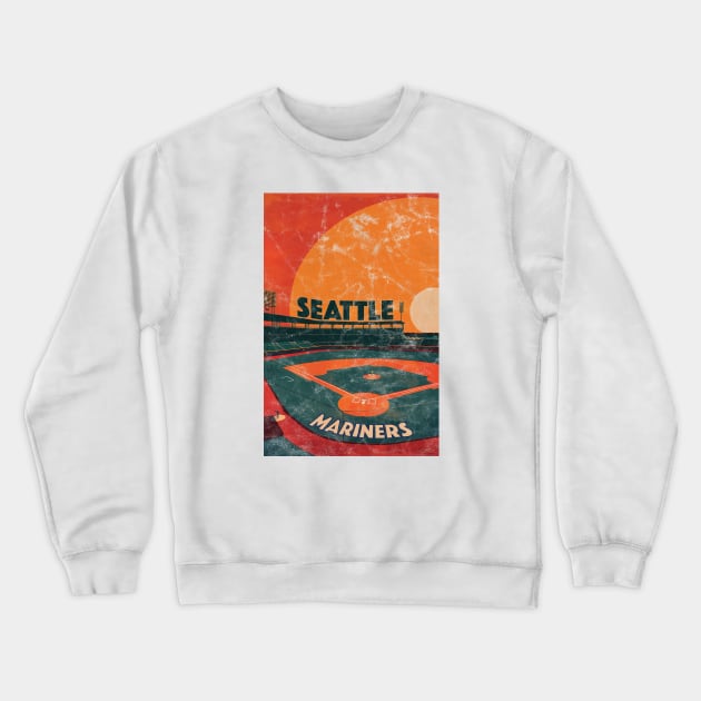 Midcentury Seattle Mariners Stadium Crewneck Sweatshirt by Rad Love